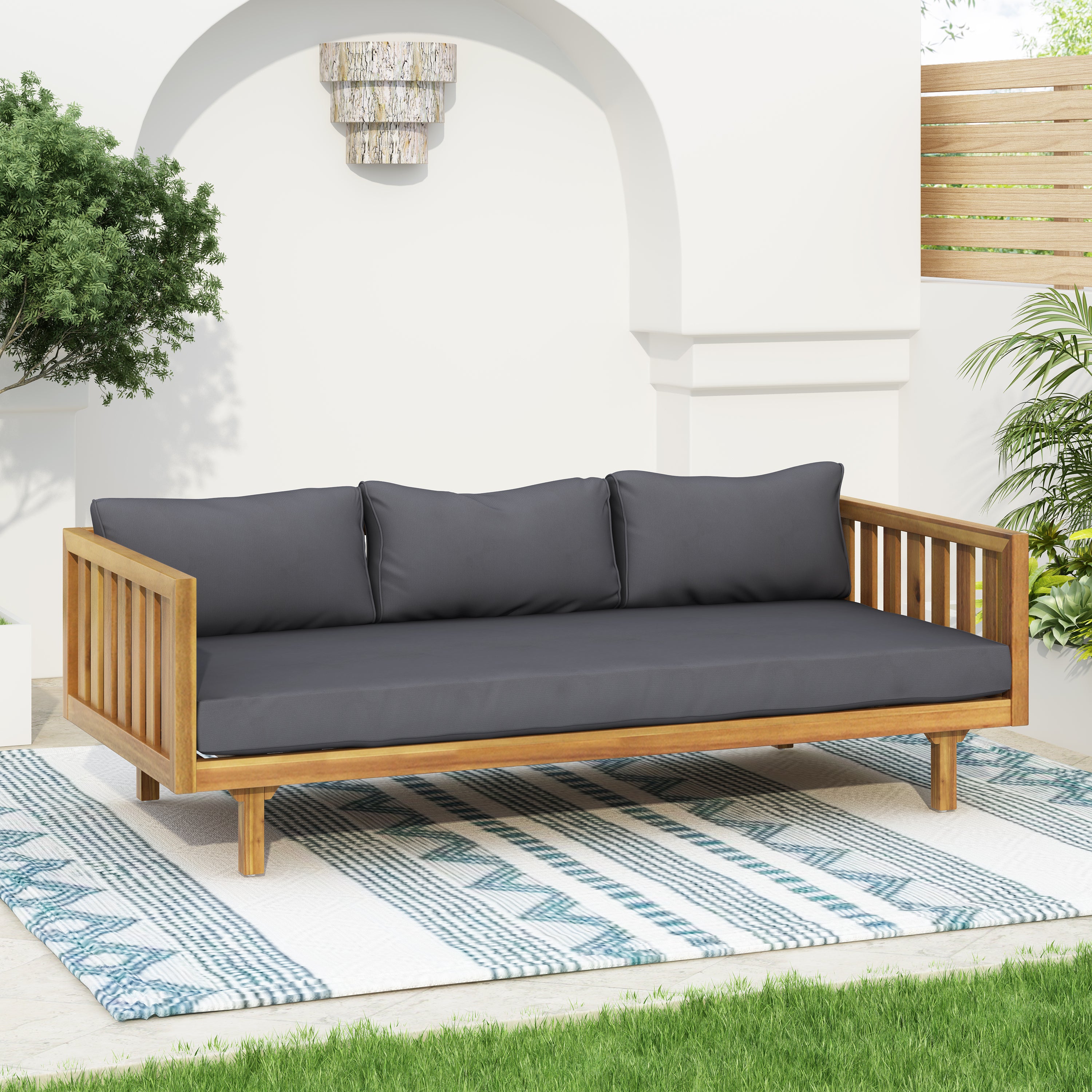CLAREMONT 3-Seater Daybed in Dark Gray - Modern Sofa Bed for Living Room, Guest Room & Small Spaces