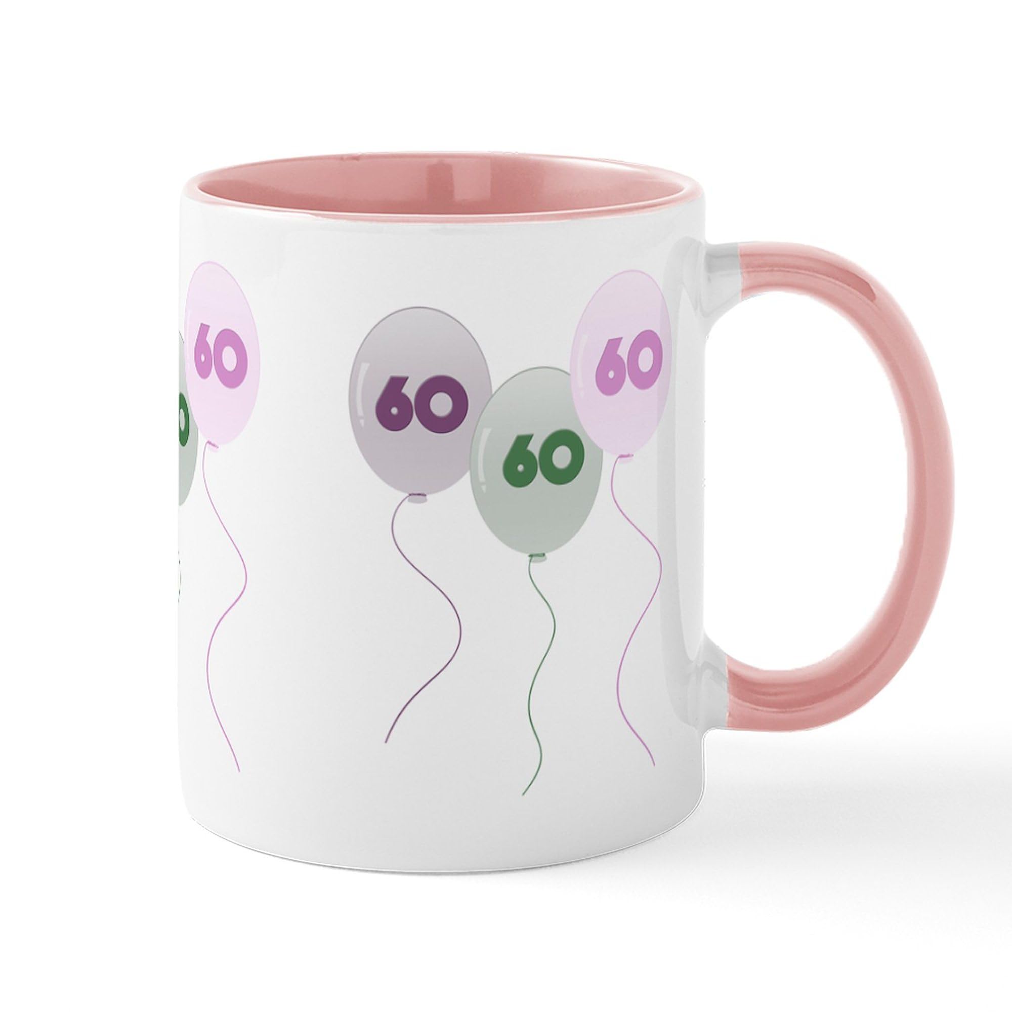60th Birthday Balloons Ceramic Coffee Mug - 11 oz (325 ml) by CafePress - Perfect for Milestone Celebrations, Office Gifts & Daily Coffee Enjoyment