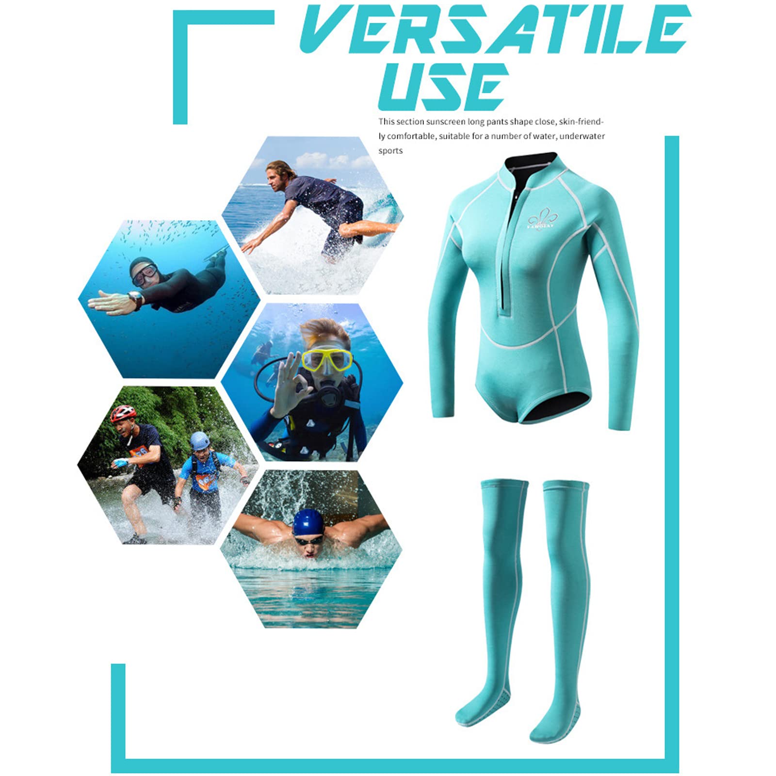 2MM Neoprene Wetsuit for Women - One Piece Swimsuit with Long Socks Set | Anti-UV Diving & Surfing Suit | Perfect for Snorkeling, Swimming & Water Sports