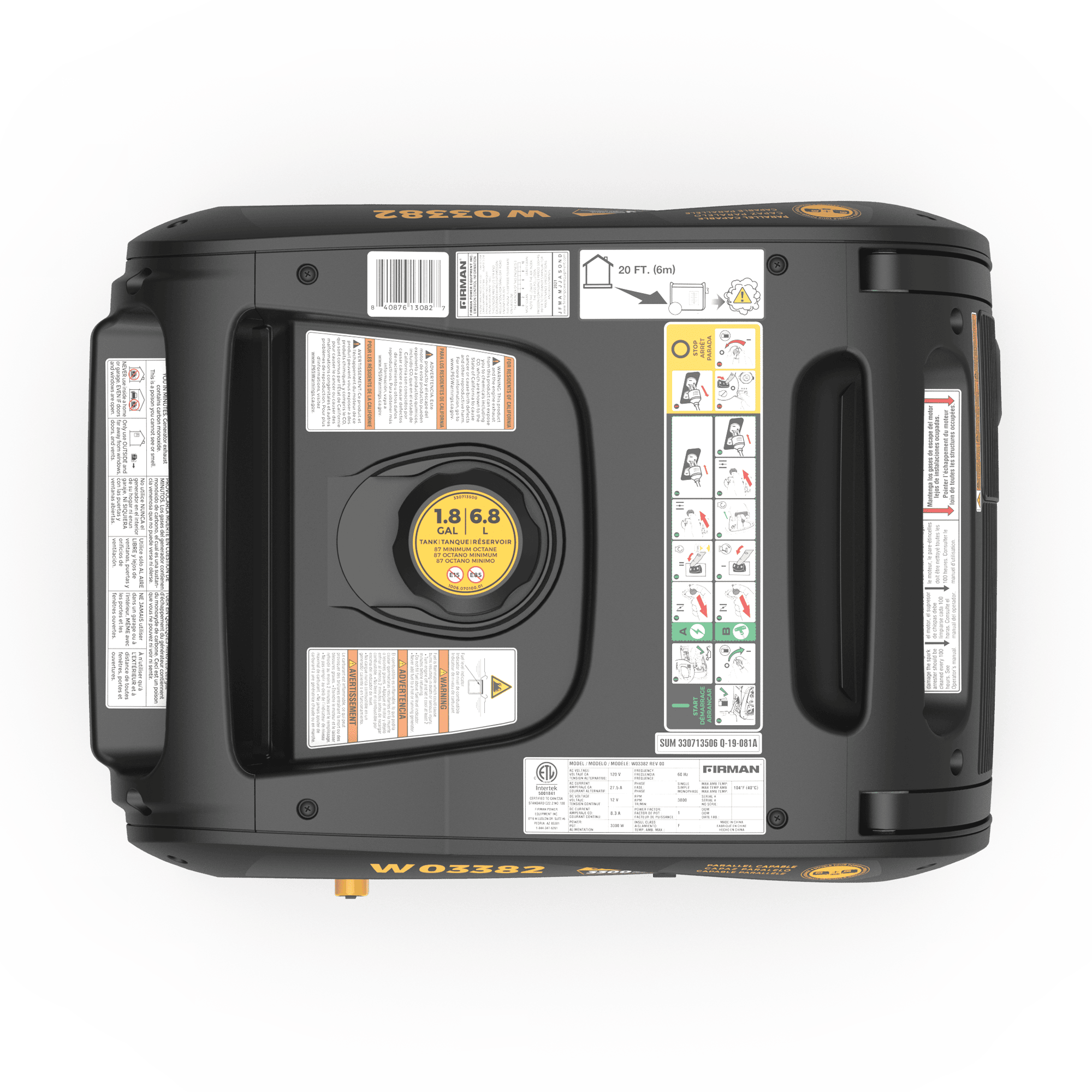 3650W Portable Inverter Generator with Electric Start - Quiet, Reliable Power for Camping, RV Trips & Home Backup