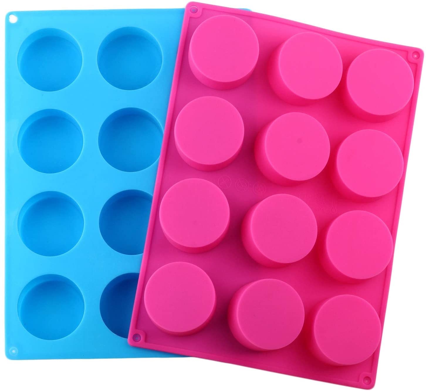 ZHJ 12-Cavity Round Silicone Baking Molds Set of 2 - Cookie, Chocolate, Candy & Jello Molds for Cake Decorating, DIY Desserts - Perfect for Holidays, Parties & Home Baking (Random Colors)