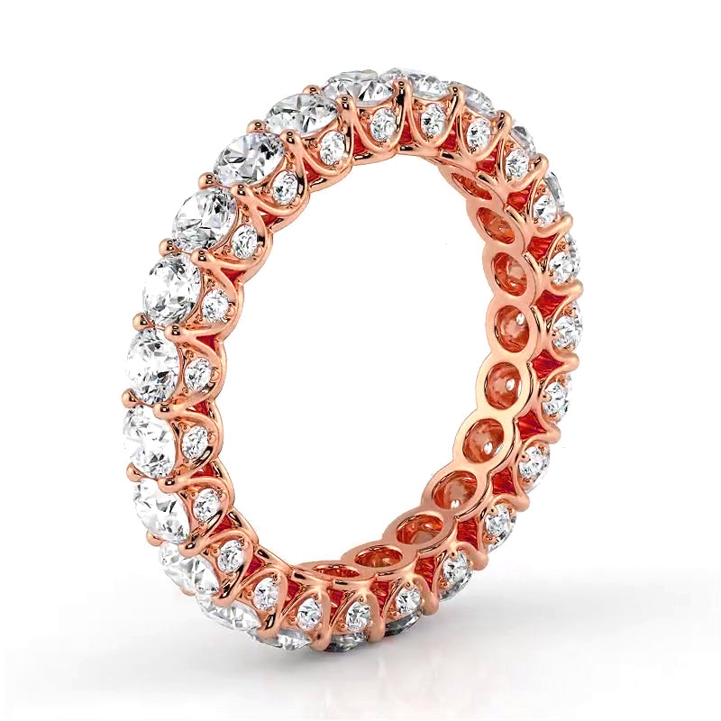 3.11 Carat Round Diamond Eternity Wedding Band - 14K White Gold Women's Engagement Ring for Anniversary, Proposal & Bridal Jewelry Gift (Perfect for Weddings, Valentine's Day & Special Occasions)