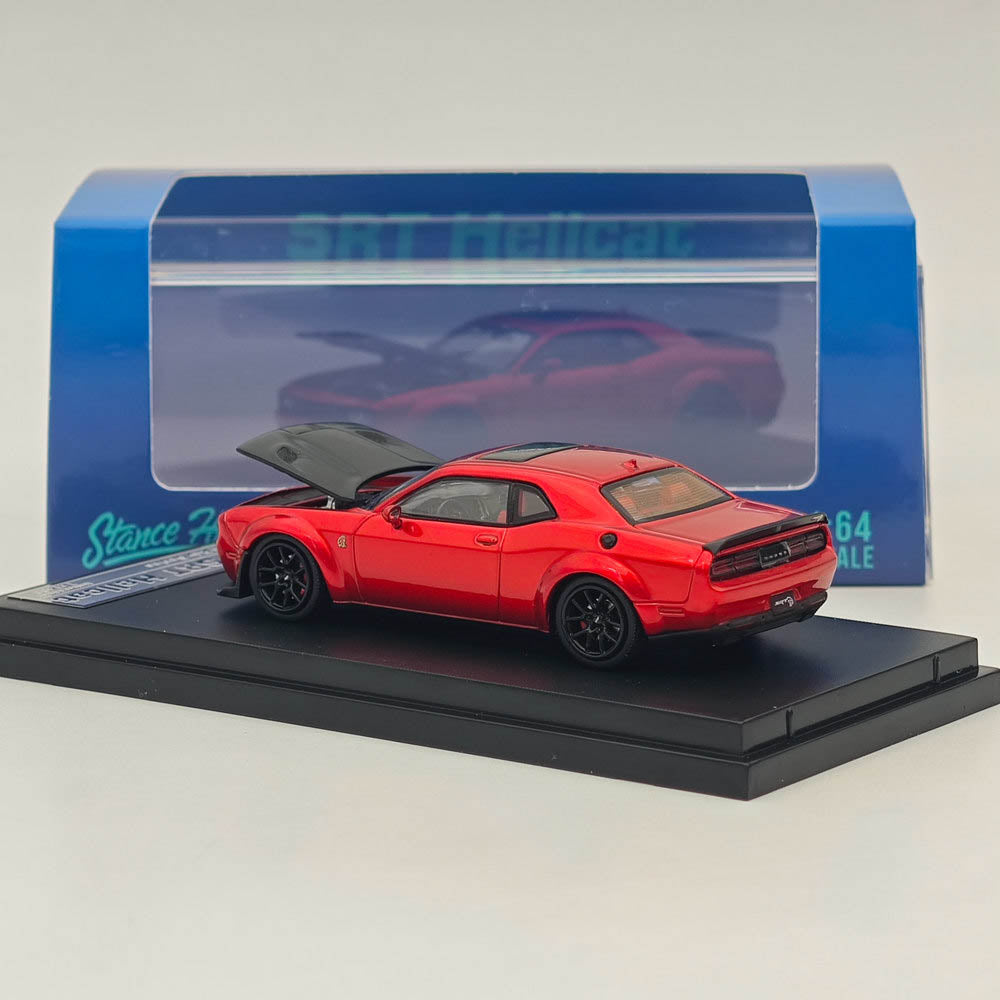 1:64 Scale SH Dodge SRT Hellcat Diecast Model Car with Opening Hood - Red - Collectible Muscle Car for Display, Gifts, and Racing Enthusiasts