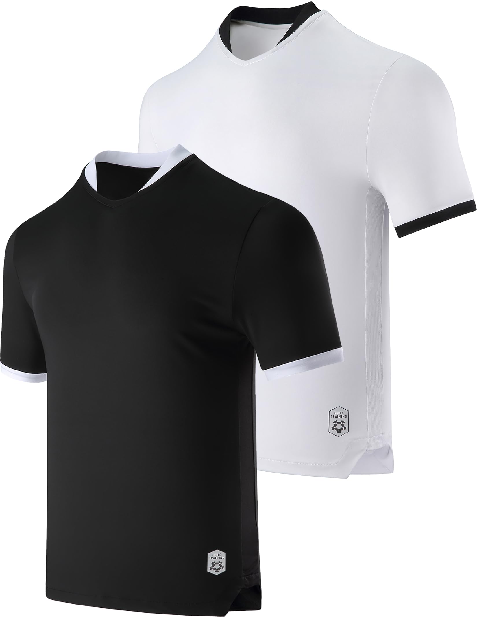 2 Pack Men's Soccer Training Jerseys - Black & White Moisture Wicking Performance Shirts for Football, Running & Gym Workouts
