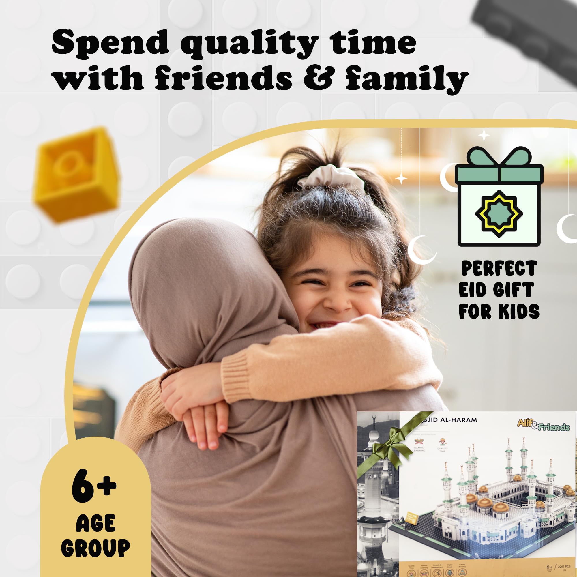 Alif and Friends Masjid Al Haram Building Blocks Set - 2000+ Pieces Islamic Educational Toy, Perfect Eid Gift for Kids | Mecca Grand Mosque Model for Creative Play & Islamic Learning