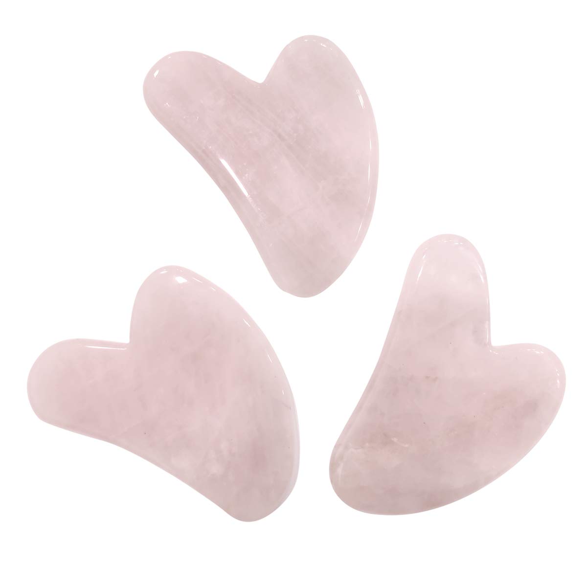 Rose Quartz Gua Sha Tool Set of 3 - Natural Facial Massager for Skin Tightening & Lymphatic Drainage | Rejuvenating Face Sculpting Stone for Anti-Aging & Glowing Skin | Perfect for Daily Skincare Routine, Spa Treatments & Self-Care Rituals