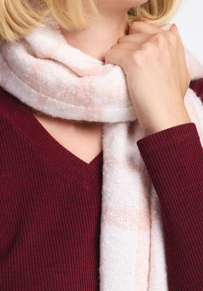 Bradie Scarf - Soft Mauve Plaid Winter Wrap for Women - Perfect for Cold Weather, Office & Casual Outfits