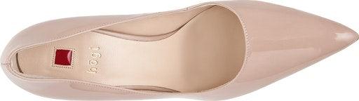HOGL Women's Nude Patent Leather Stiletto Heels - Elegant High Heel Pumps for Office, Party & Special Occasions