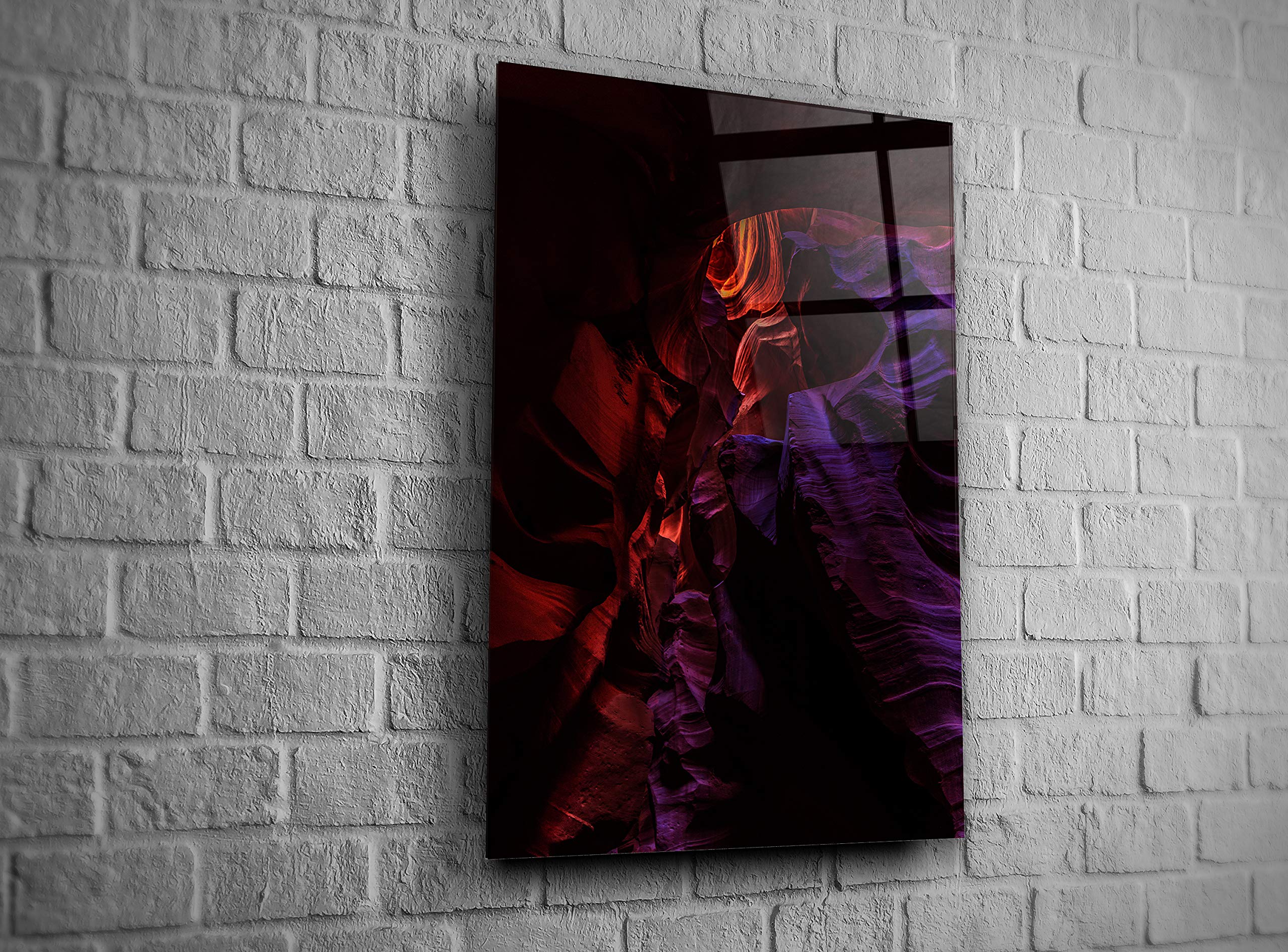 Antelope Canyon Tempered Glass Wall Art - 16x24 Inches Modern Home & Office Decor - Perfect for Living Room, Bedroom, Hotel Lobby - Unique Gift Idea for Housewarming & Holidays