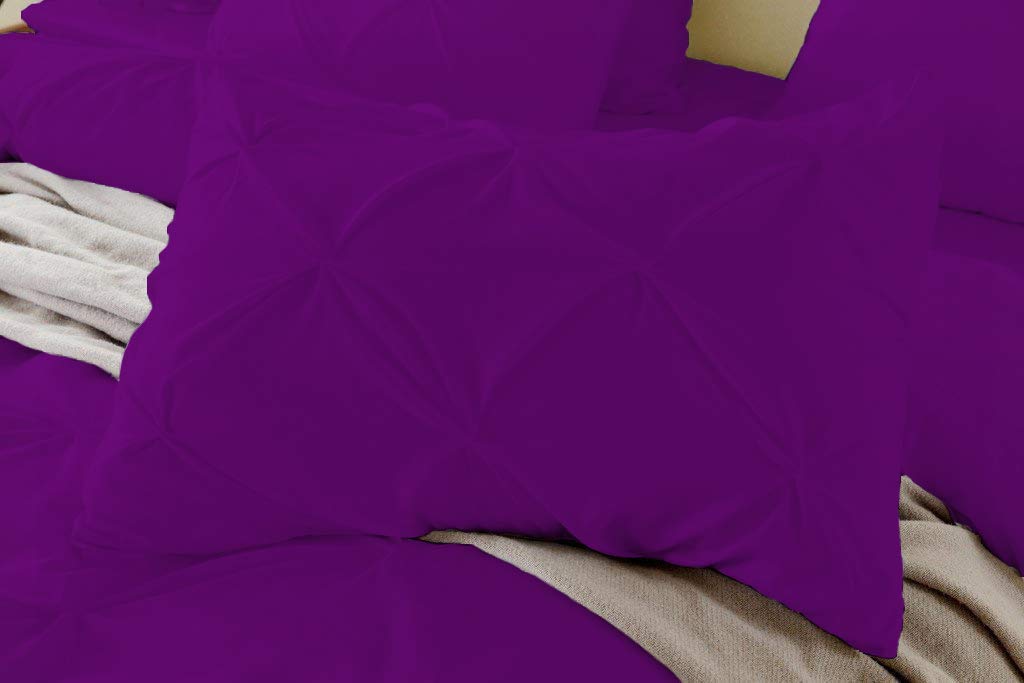 800 Thread Count Egyptian Cotton Queen Comforter Set - Pinch Pleated Pintuck Design, 88x92 Inches, 300 GSM, Purple Solid (1 Comforter + 2 Pillow Shams) | Luxury Down Alternative Bedding for Master Bedroom & Guest Room