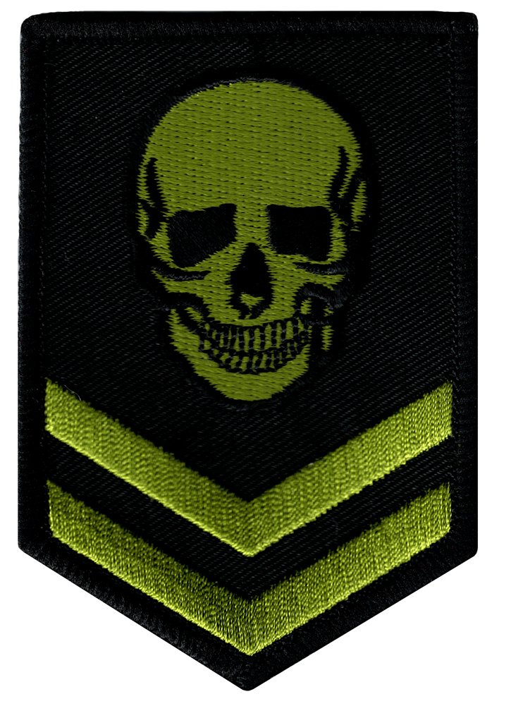 Green Skull Military Patch - Embroidered Iron-On Skeleton Brigade Emblem for Tactical Gear, Jackets & Backpacks | Army Style Badge for Outdoor, Cosplay & Motorcycle Enthusiasts