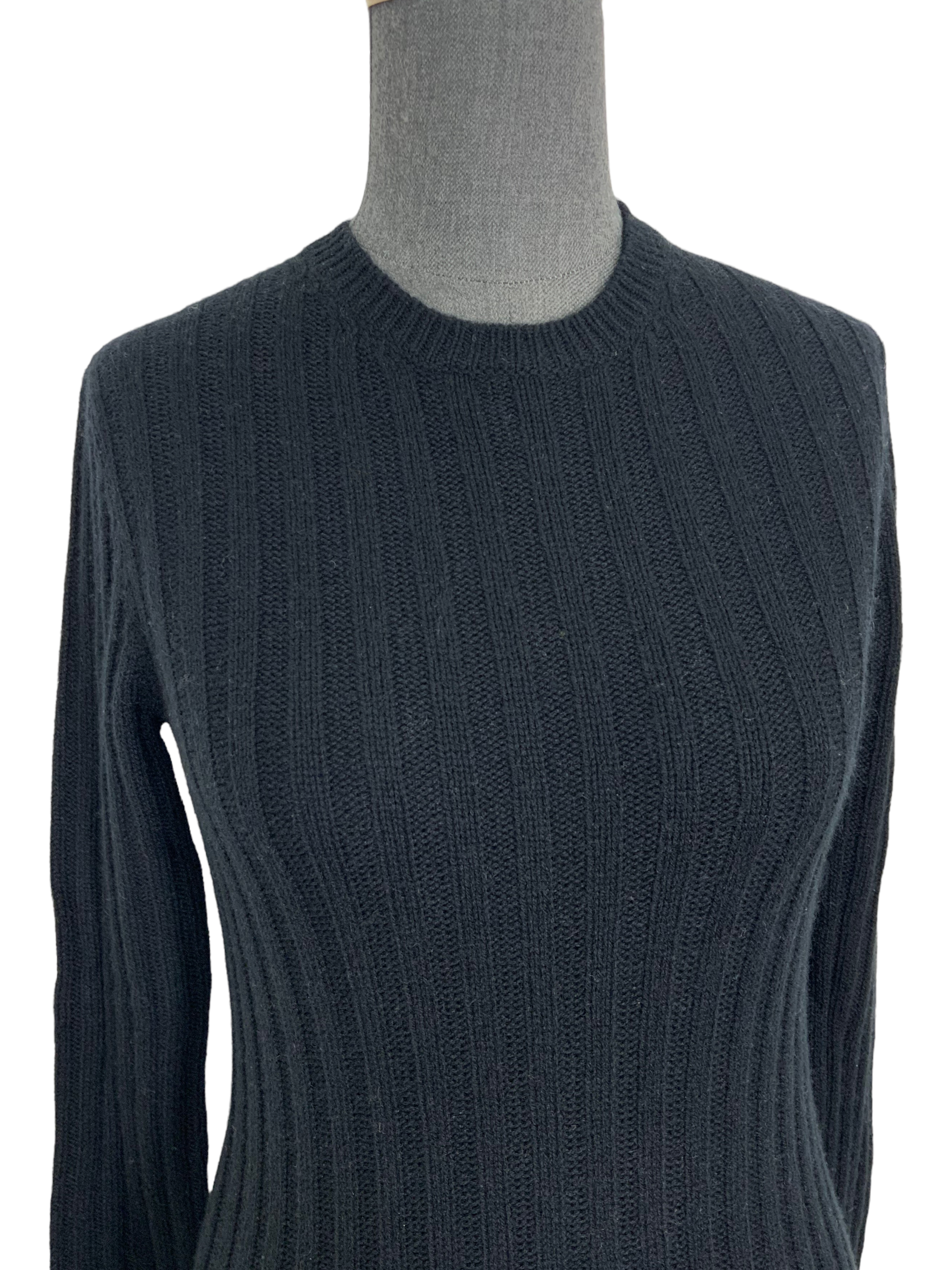 Prada Ribbed Cashmere Sweater for Women - Soft Luxury Knit Pullover Size S - Perfect for Office, Date Night & Winter Fashion