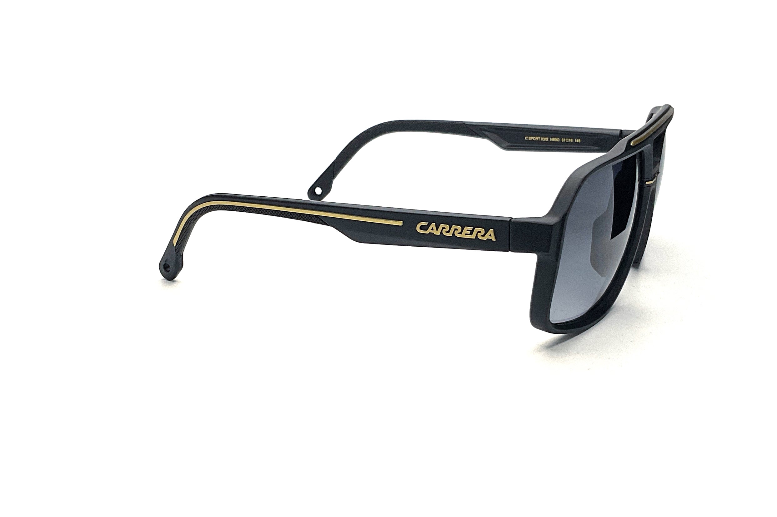 Carrera C Sport 03 Matte Black Gold Sunglasses - Polarized UV Protection Sports Sunglasses for Men & Women - Perfect for Running, Cycling, and Outdoor Activities