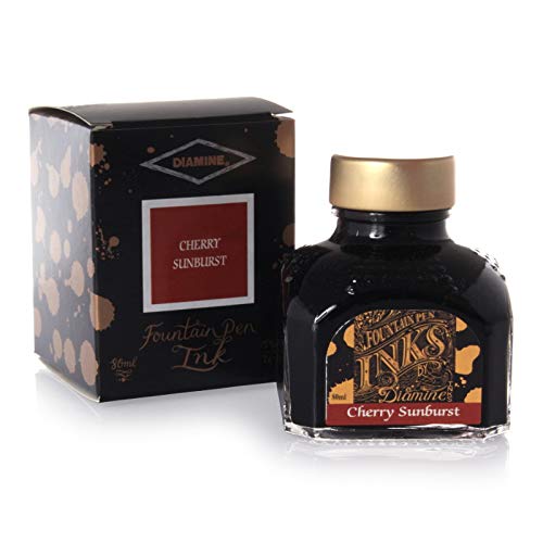 Diamine Guitar Ink Fountain Pen Ink - Cherry Sunburst 80ml Bottle for Calligraphy, Writing & Art | Premium Ink for Fountain Pens, Dip Pens & Creative Projects