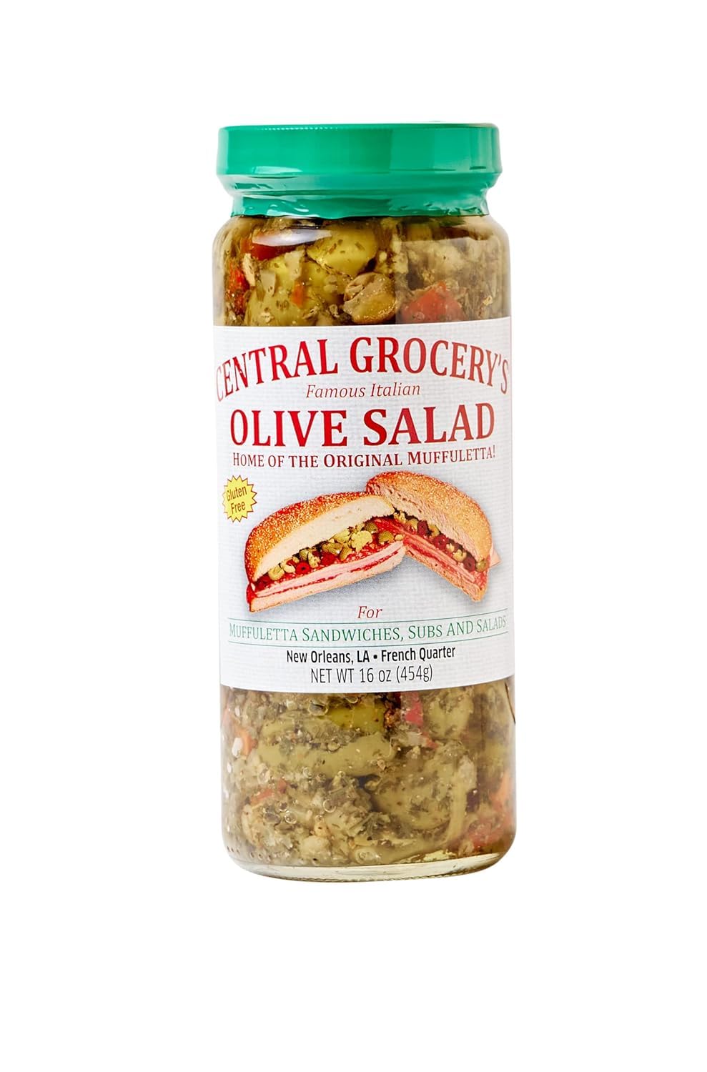 Central Grocery Olive Salad - 16 oz (Pack of 4) | Premium Italian Olive Mix for Muffulettas, Sandwiches & Pizza Toppings | Perfect for Pasta, Salads, Hot Dogs & Charcuterie Boards | Authentic New Orleans Flavor