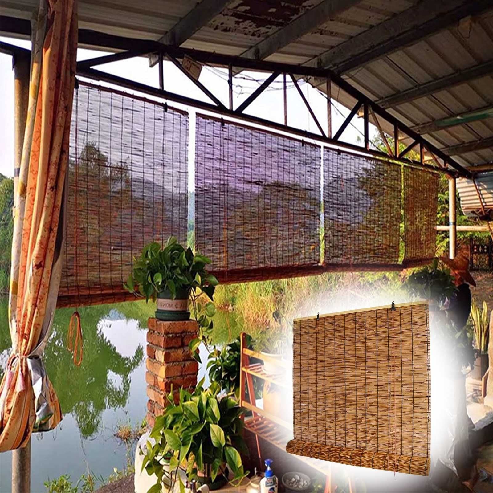 Natural Bamboo Roll-Up Shades for Windows & Doors - 59