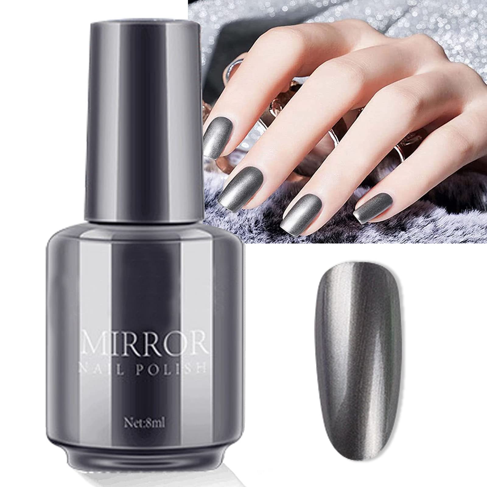 Holographic Black Platinum Glitter Nail Polish - Shiny Sparkle Nail Art Polish for DIY & Professional Manicures - Perfect for Parties, Weddings & Special Occasions