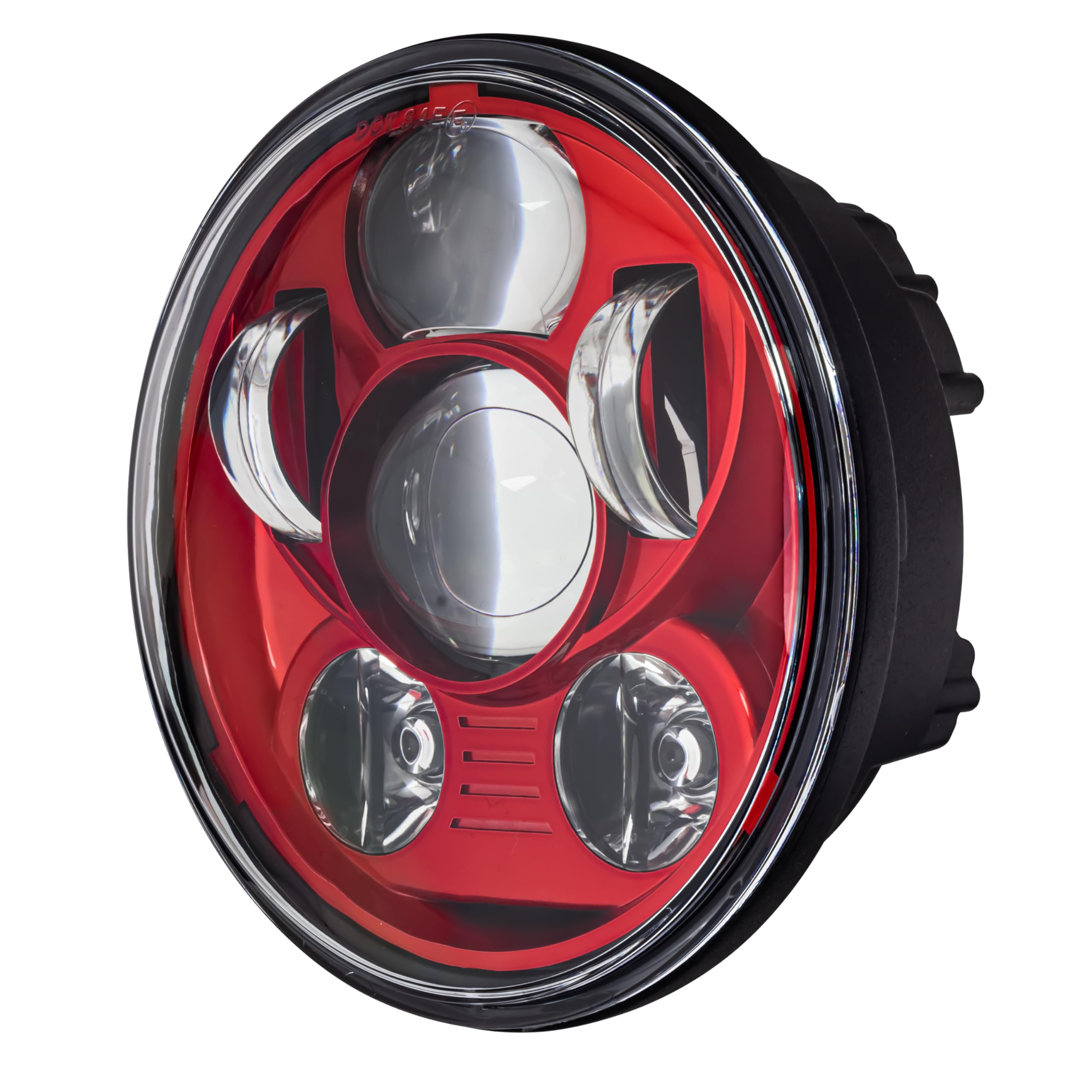 Eagle Lights 5.75 Inch Red LED Projection Headlight - Gen III for Harley Sportster & Indian Scout Motorcycles | High Visibility Red LED Light for Night Riding & Custom Bike Builds