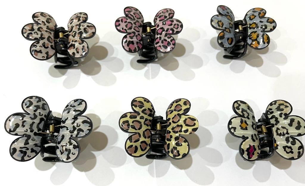 DEEGLO Small Acrylic Hair Clips for Women & Girls - 6 Pack Marble Hair Claw Clips with No-Slip Grip, Plastic Jaw Clamp for Ponytail, Bun & Updo Hairstyles