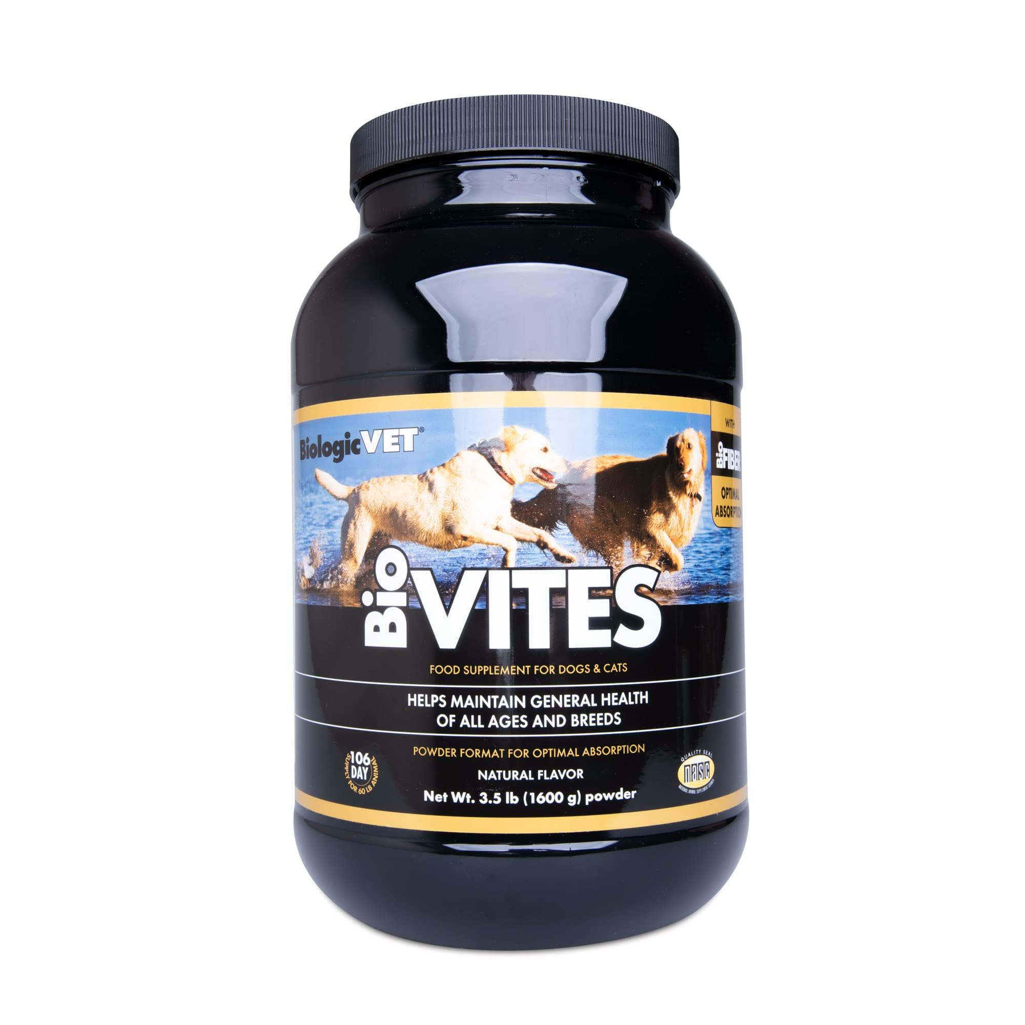BioVITES Multivitamin Powder for Cats & Dogs - Essential Vitamins, Minerals & Enzymes Supplement | Supports Digestion & Immune System Health | 106-Day Supply for 60-lb Pets (3.5-lb Powder) | Perfect for Daily Pet Nutrition & Wellness Routine