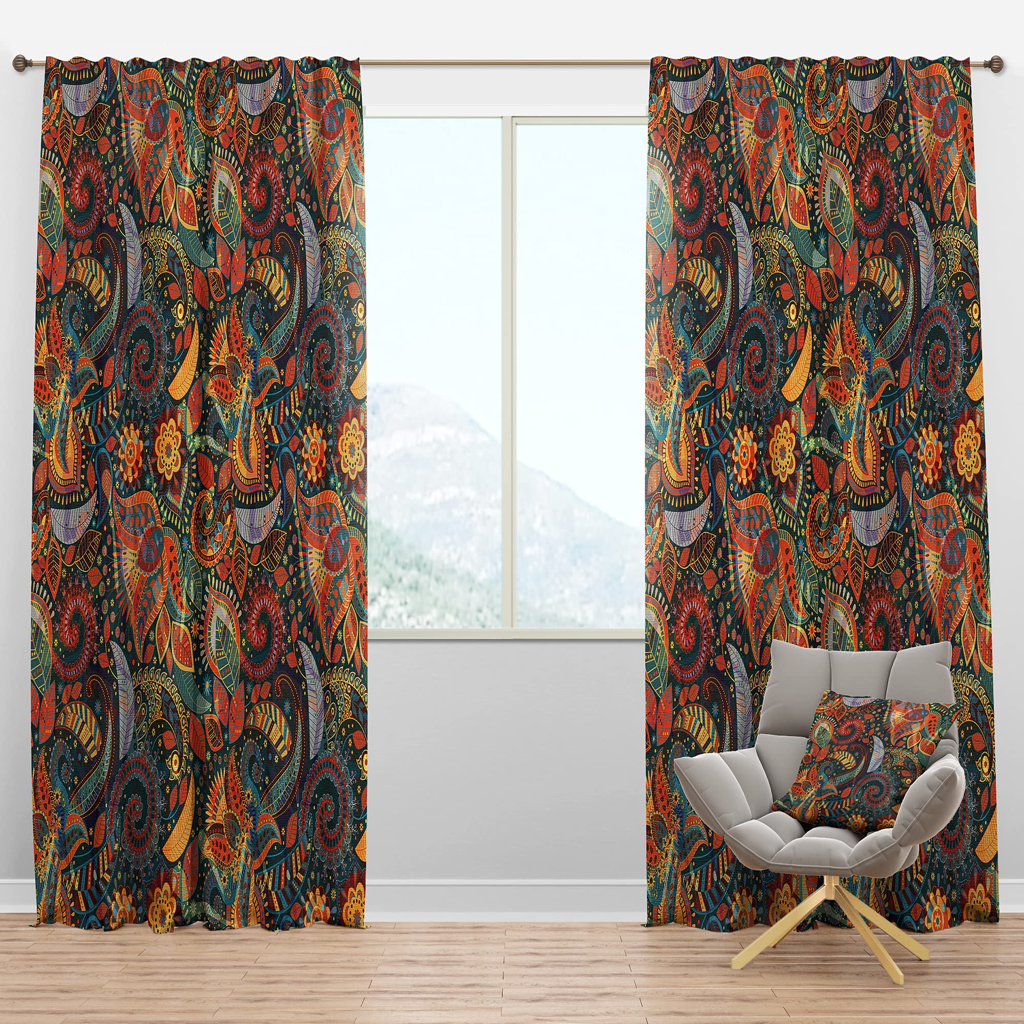DesignQ Blackout Curtains - Paisley Floral Pattern Thermal Insulated Window Drapes for Bedroom & Living Room (52x120, Single Panel) - Perfect for Light Blocking, Privacy & Energy Efficiency