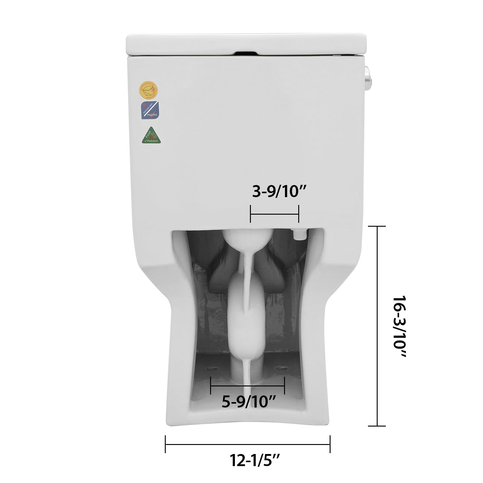 Modern White Ceramic One Piece Toilet - Comfort Height Elongated Round Bowl, Single Flush, 12