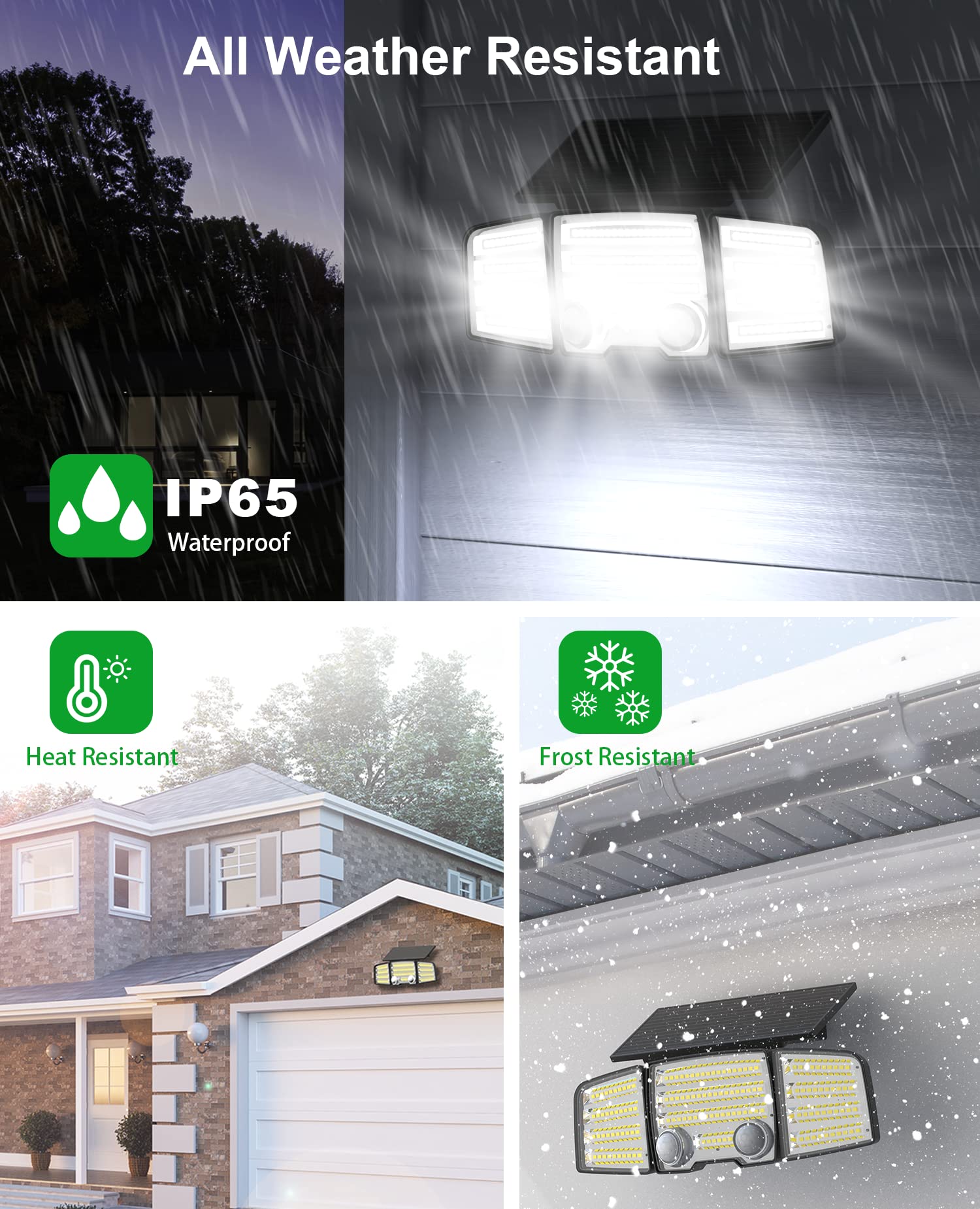 4000LM Motion Sensor Outdoor Security Lights - IP65 Waterproof Wall Lights with Remote Control - 3 Adjustable PIR Heads for Yard, Garden, Patio & Driveway - Bright LED Flood Lights for Home Safety & Nighttime Illumination