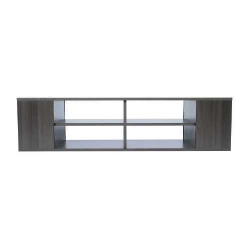 Adjustable Floating TV Stand Wall Mounted - Modern Media Console with Component Shelf, Black Oak Finish - Perfect for Living Room, Bedroom & Home Theater Setup