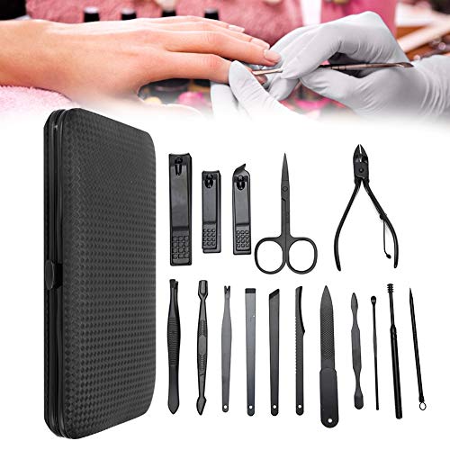 16-Piece Stainless Steel Manicure & Pedicure Set - Nail Clippers, Eyebrow Scissors, Cuticle Pusher, Polish Remover Tools - Professional Nail Care Kit for Home & Salon Use