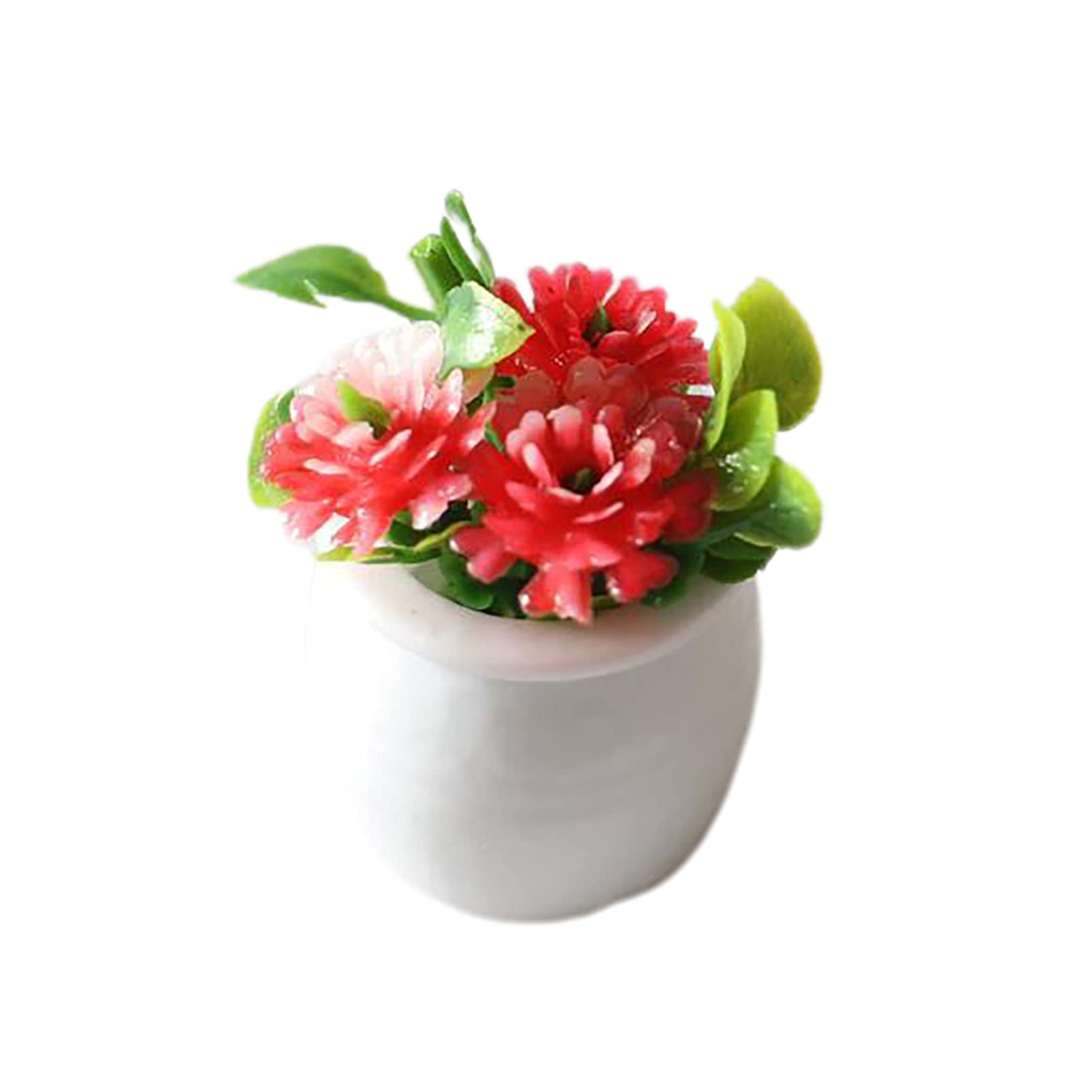 Miniature Dollhouse Pot Plant - High Simulation Vivid Color Accessories for Dollhouse Landscape Decor | Perfect for DIY Scenes, Fairy Gardens & Model Displays (Red)