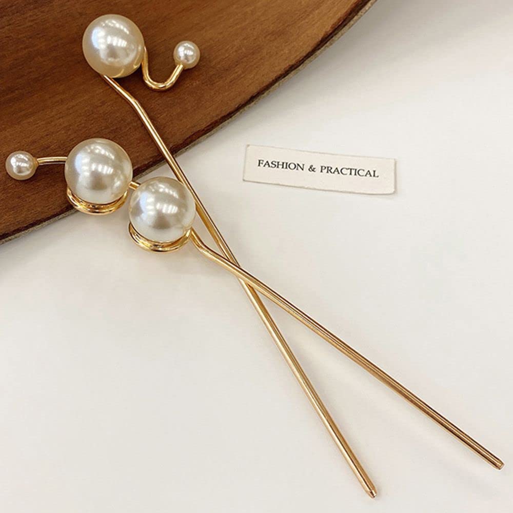 UTHTY Wedding Pearl Hair Pins - Elegant Bridal Hair Accessories with Alloy Pearls, Hair Sticks & Bobby Pins for Hairstyling (2-Pearl Design) - Perfect for Weddings, Proms & Special Occasions