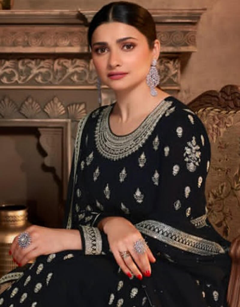 Elegant Black Georgette Anarkali Salwar Suit for Women - Traditional Indian Ethnic Dress for Weddings, Parties & Festive Occasions