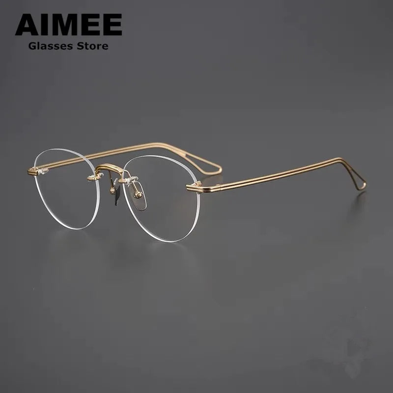 Aimee Women's Rimless Round Oval Titanium Eyeglasses 13439 - Lightweight & Durable Eyewear for Work, Reading & Everyday Fashion