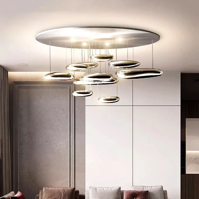 Lava Pebble Crystal Chandelier - Modern LED Ceiling Light Fixture for Living Room, Dining Room, Bedroom | Elegant Home Decor Lighting for Indoor Spaces