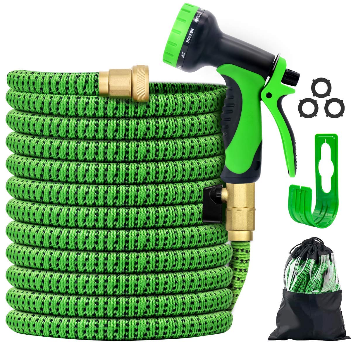 **Expandable Garden Hose 50 FT with 10-Function Nozzle, Flexible & Lightweight Water Hose for Car Washing, Watering Plants, and Outdoor Cleaning - Leakproof Solid Brass Connectors, Durable Expanding Pipe**    *(Perfect for Home Gardens, Car Washing, Pet Cleaning, and Outdoor Watering Tasks!)*
