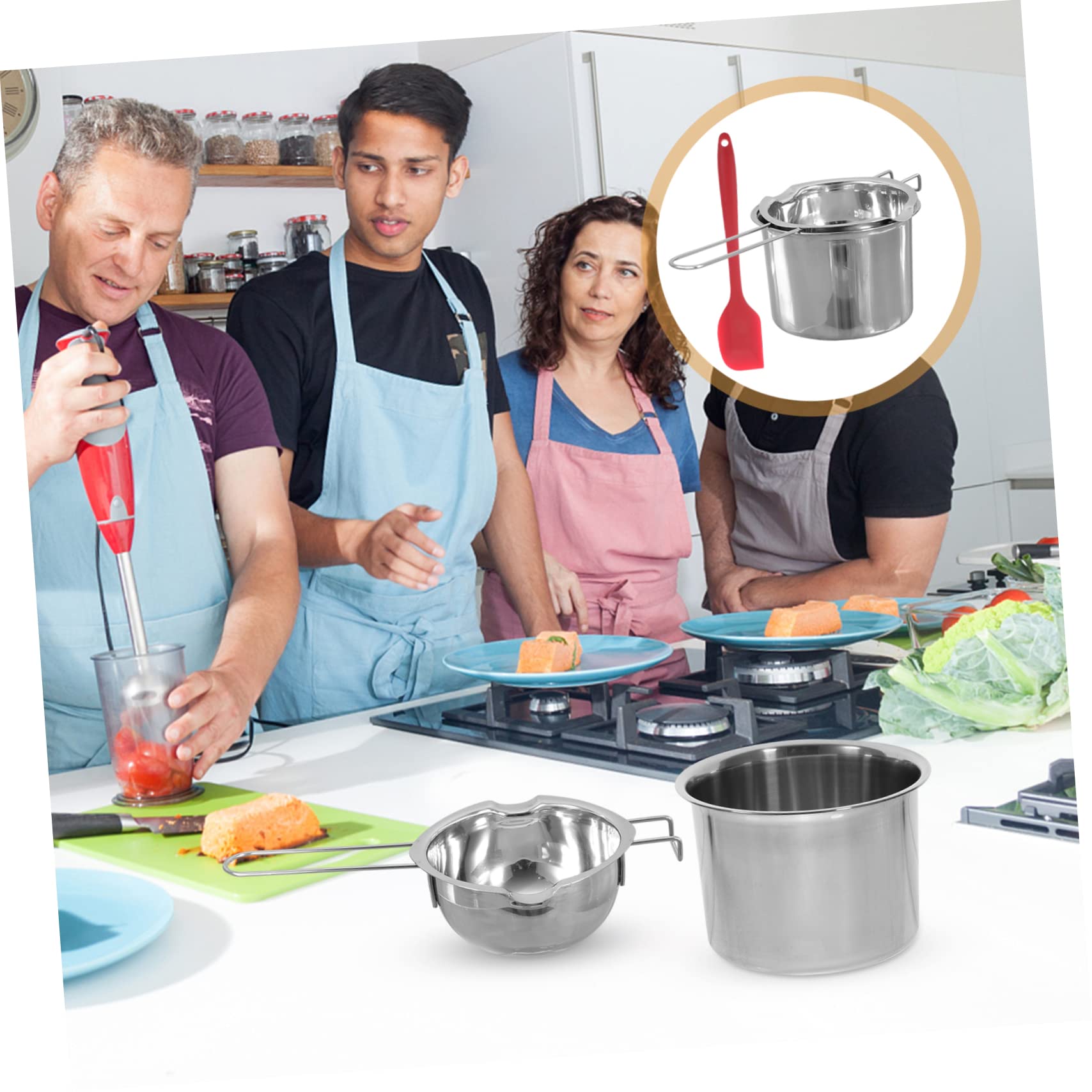 Stainless Steel Chocolate Melting Pot Set - Double Boiler for Cheese, Candle Wax, Sauce & Milk Warmer - Perfect for DIY Candles, Fondue, Baking & Crafting