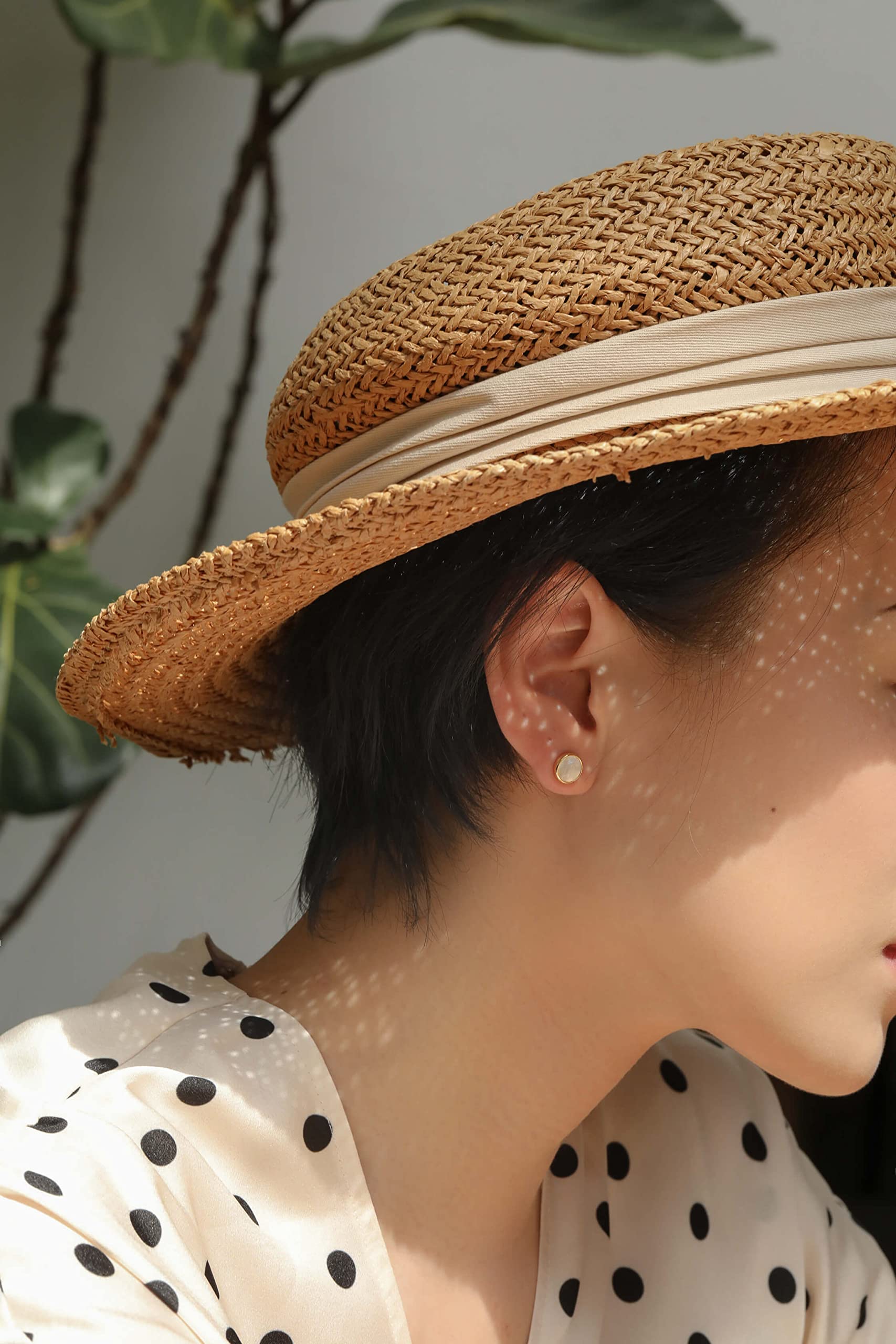 Hypoallergenic Mother of Pearl Stud Earrings for Women - Silver Round Shell Disc Earrings | Perfect for Everyday Wear, Office & Special Occasions
