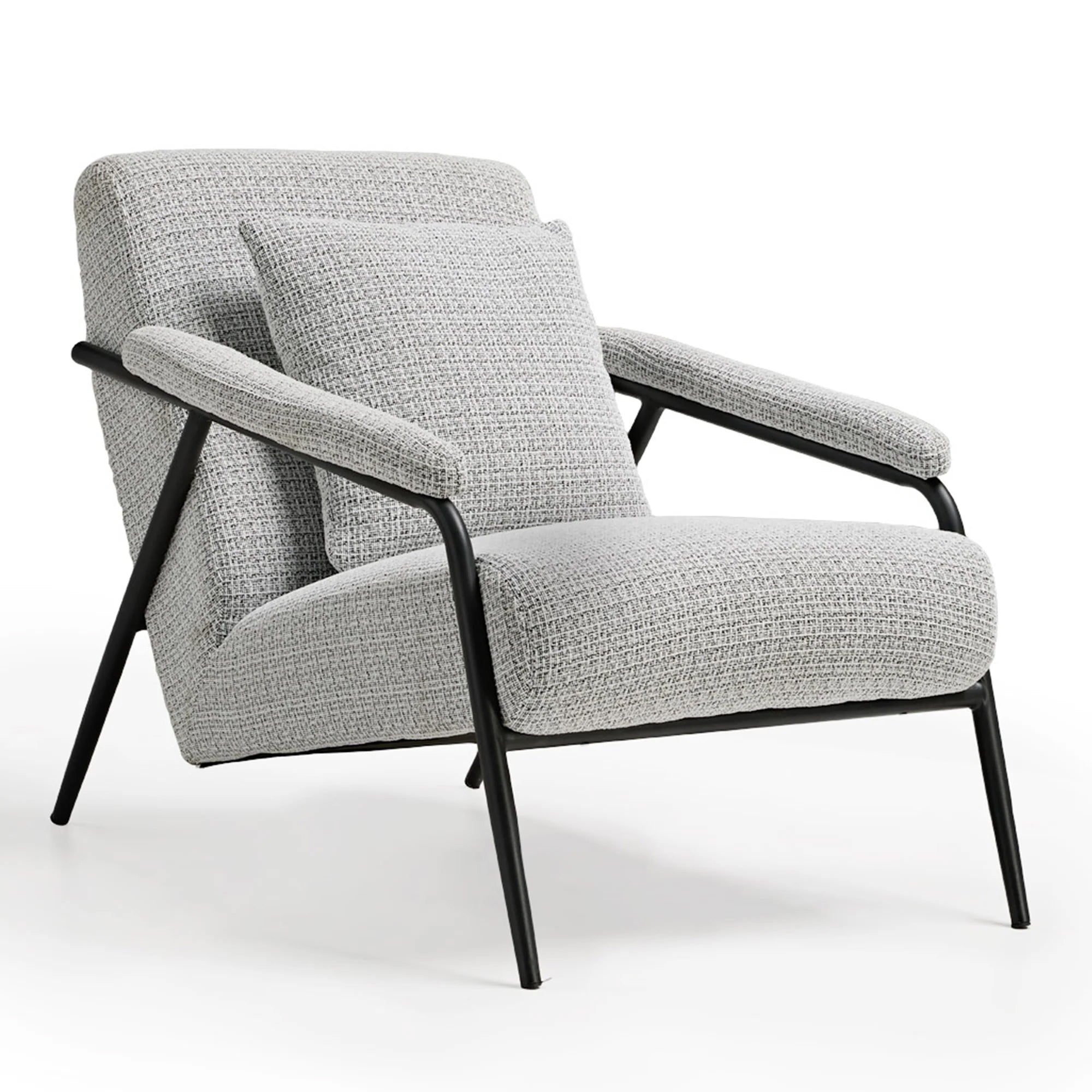 Modern Minimalist Lounge Chair - Soft Gray Fabric Upholstery for Living Room, Bedroom & Office - Comfortable Reading & Relaxing Chair with Ergonomic Design