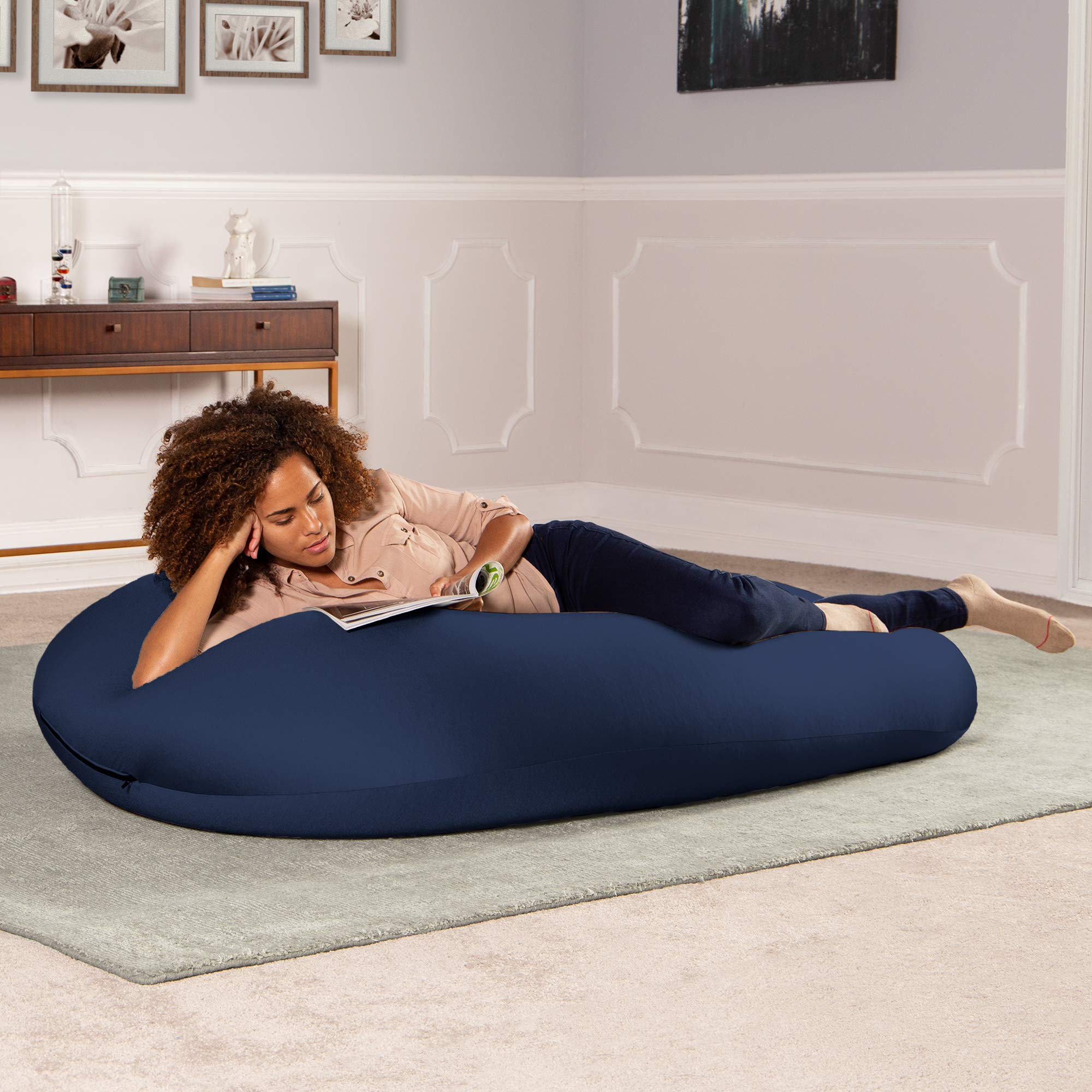 Jaxx Nimbus Spandex Bean Bag Chair for Adults - Large Navy Comfortable Lounge Chair for Living Room, Bedroom & Game Room - Perfect for Relaxing, Reading & Gaming