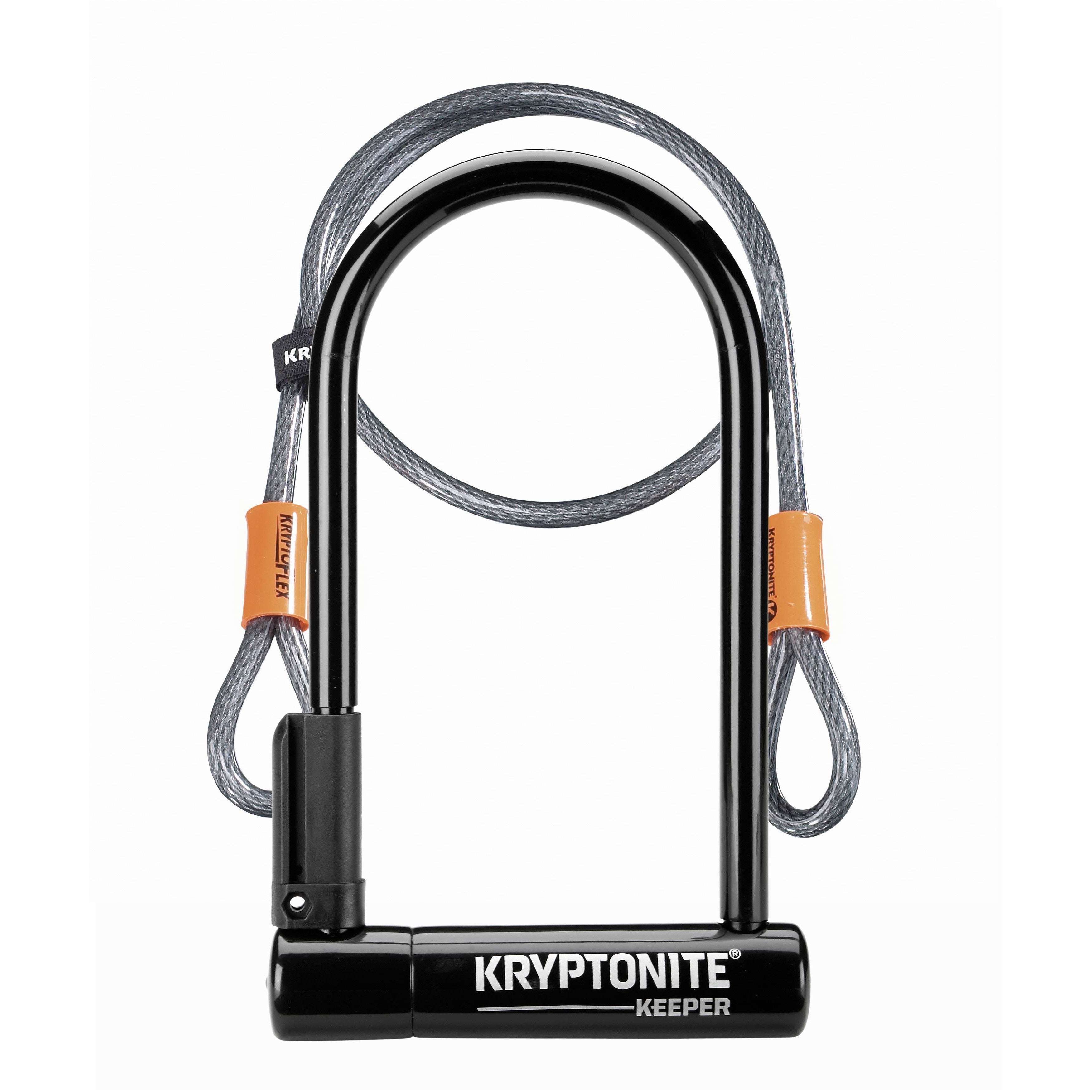 Kryptonite KEEPER 12 STD Bicycle U-Lock with 4-Foot Security Cable - Heavy Duty Bike Lock for Outdoor Cycling, Commuting & Urban Use