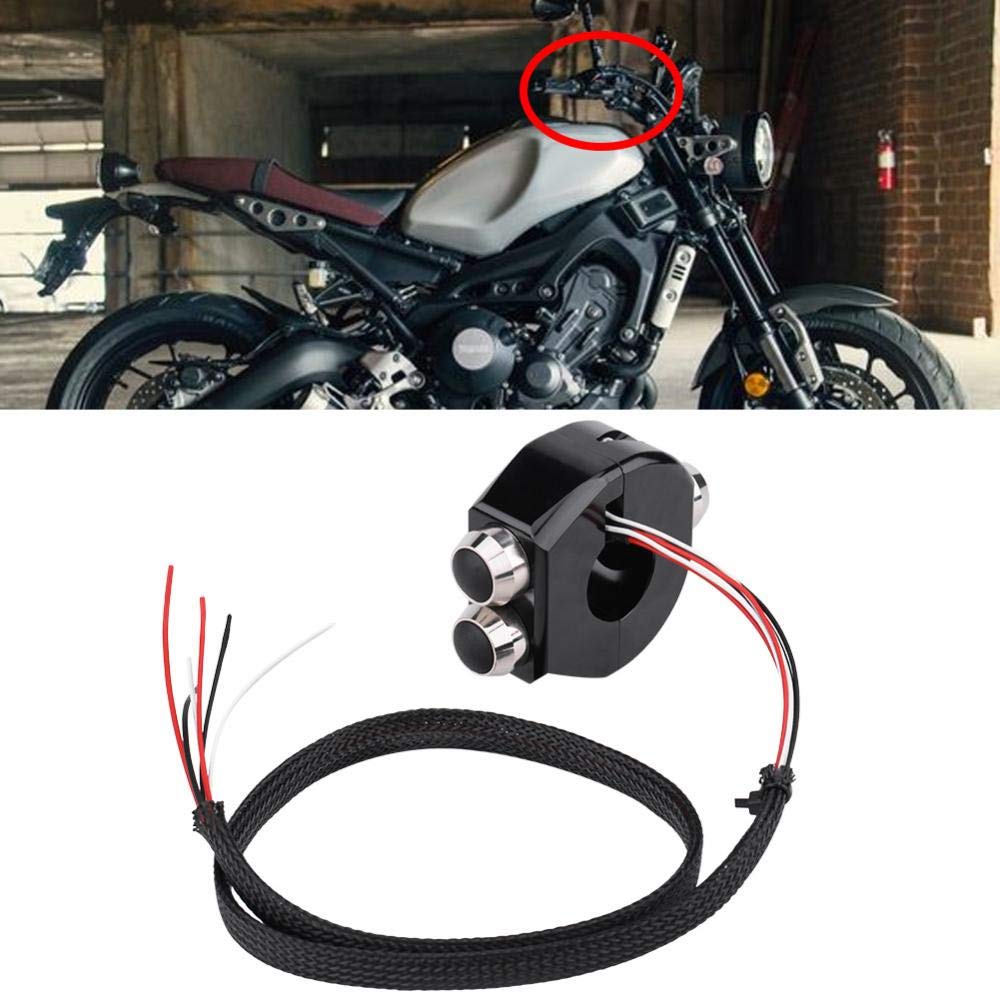 KIMISS 22mm CNC Aluminum Alloy Motorcycle Handlebar Switch - Kill Switch & Triple Latching Switch with Reset Button (Black) | Perfect for Off-Road, Cruiser & Dirt Bike Customization
