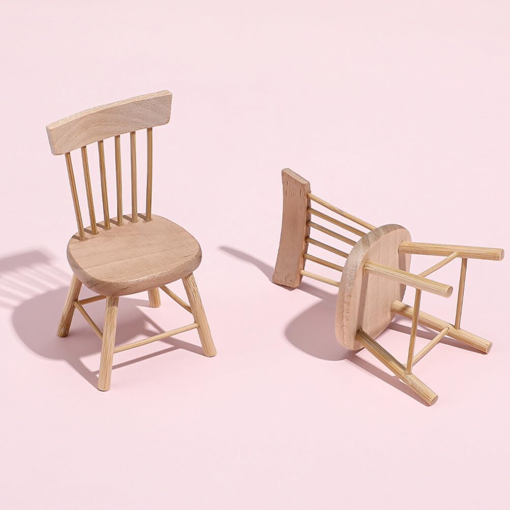 Yardwe 24-Piece Miniature Wooden Dollhouse Chair Set - 1:12 Scale Doll Furniture for Dollhouse Decor, DIY Crafts & Miniature Scenes | Perfect for Dollhouse Accessories, Tea Party Displays & Collectors