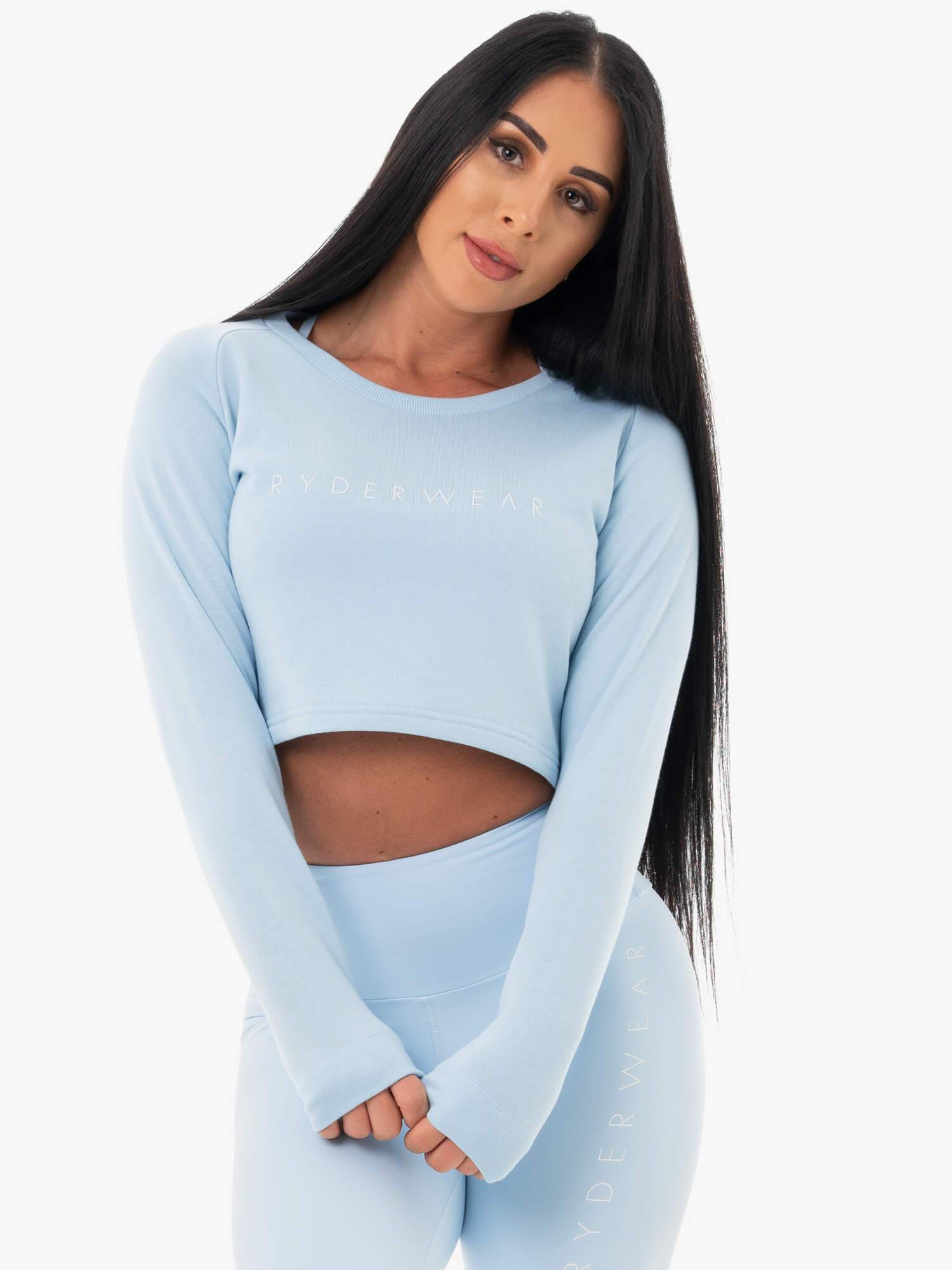 Staples Cropped Sweater Women's Sky Blue Pullover | Casual Chic Knit Top for Fall & Winter | Perfect for Office, Dates & Weekend Outfits