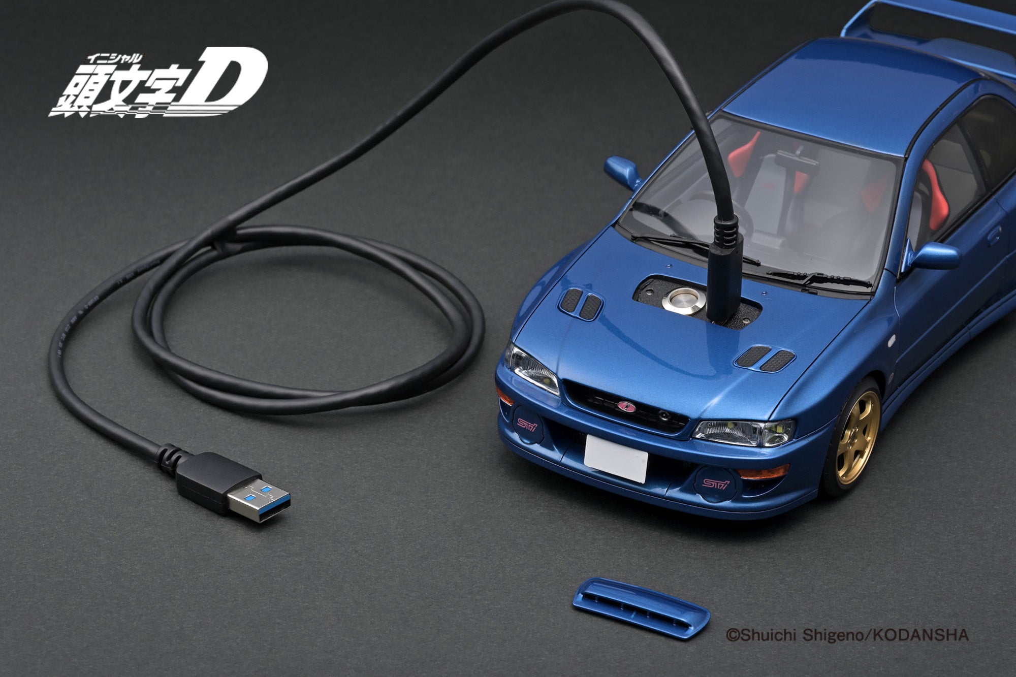 1:18 Subaru Impreza WRX STI Type R GC8 Blue LED Light Model Car - Perfect for Anime Fans, Car Collectors & Initial D Enthusiasts Display