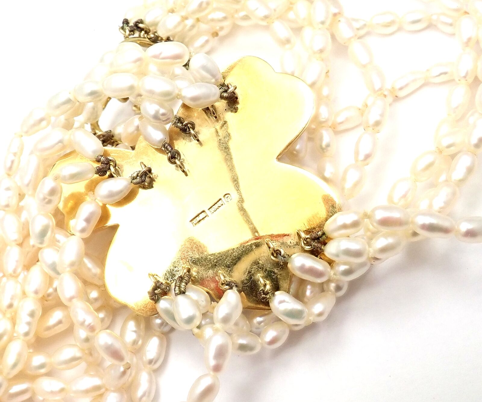 Authentic Tiffany & Co 18k Yellow Gold Mother of Pearl Flower Necklace - Elegant Jewelry Gift for Women, Perfect for Weddings & Special Occasions