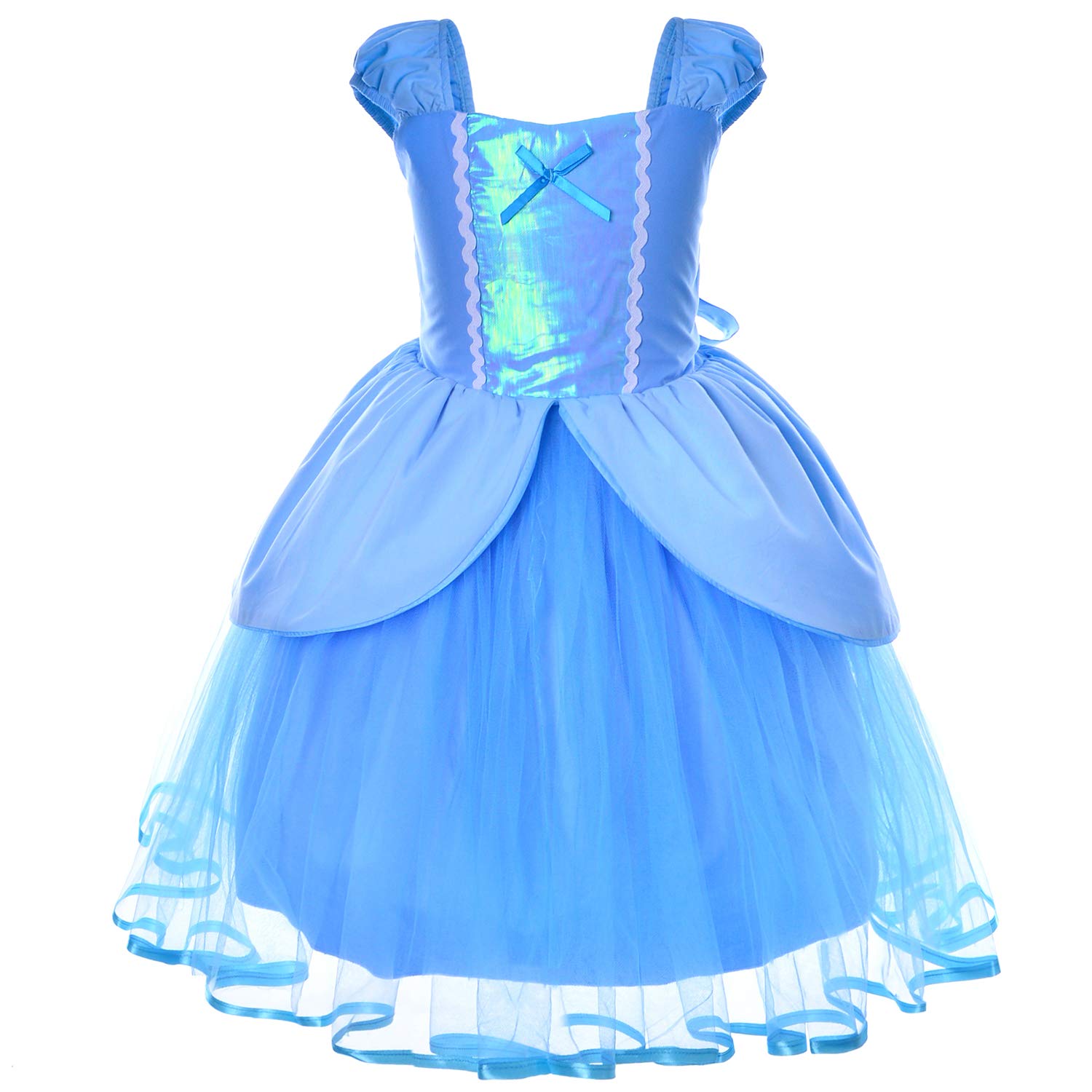 **JoyJoin Princess Costume Set for Toddler Girls - Blue Dress with Gloves, Crown, Wand & Necklace - Perfect for Dress-Up, Birthday Parties & Halloween**