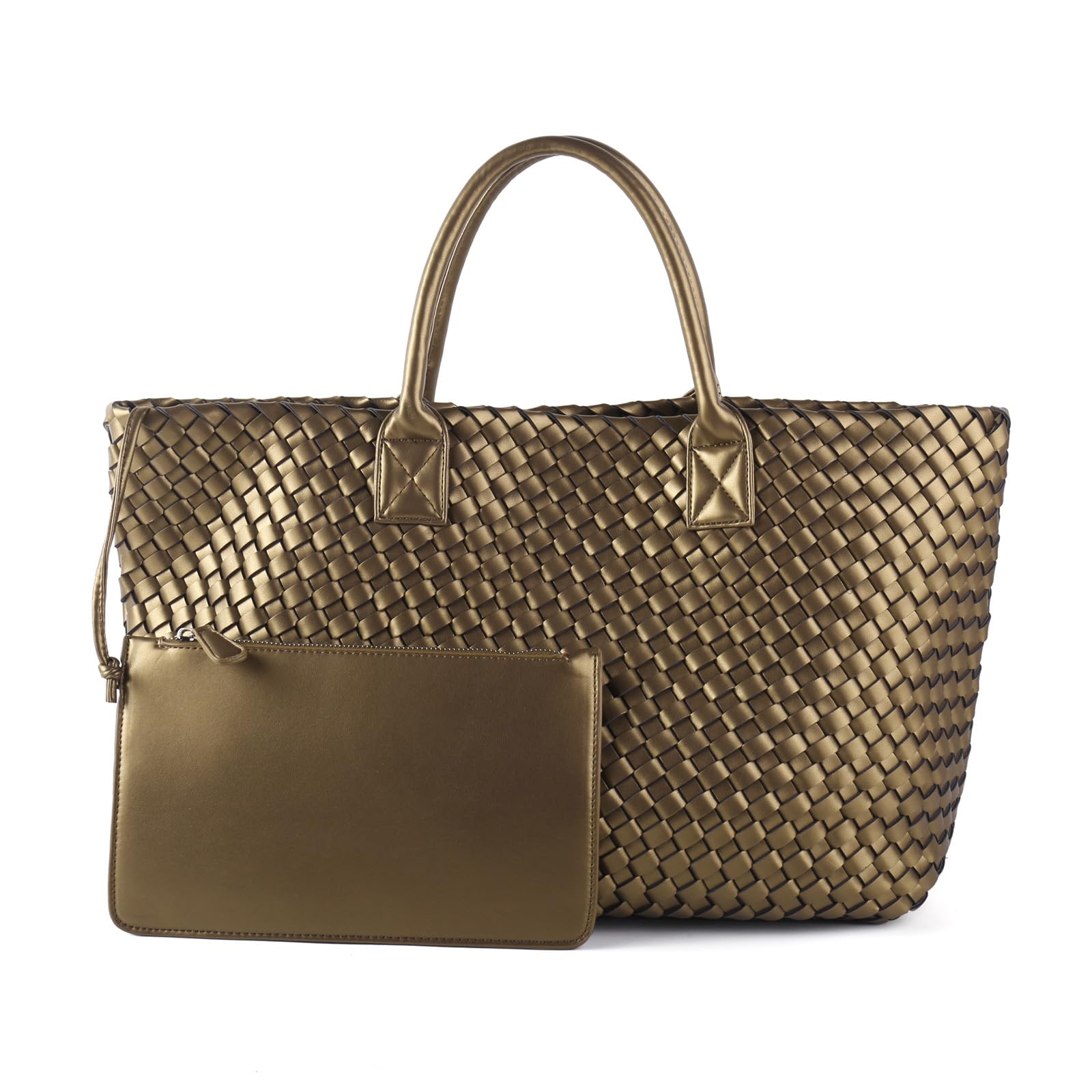 Stylish Retro Woven Tote Bag for Women - Large Capacity Handwoven Vegan Leather Shoulder Bag - Perfect for Travel, Shopping & Everyday Use