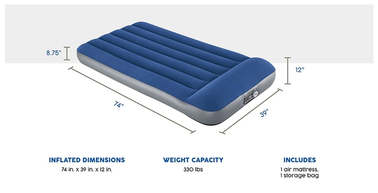 Inflatable Twin Air Mattress with Built-in Electric Pump & Pillow - Tri-Tech Internal Beam Support Holds 330lbs - Perfect for Camping, Guest Beds & Travel