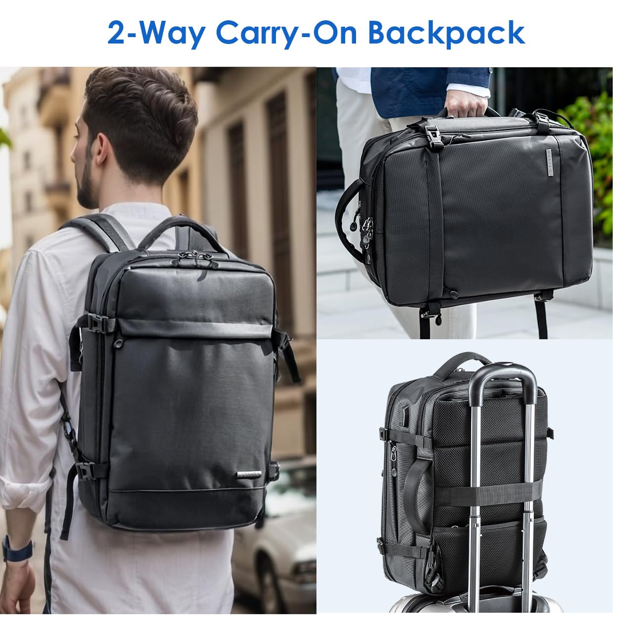 Sanwa Travel Laptop Backpack 15.6 Inch - Water Resistant Anti-Theft Business Backpack with USB Charging Port, Dual Laptop Compartment, Extendable Design for College, Work, and Travel