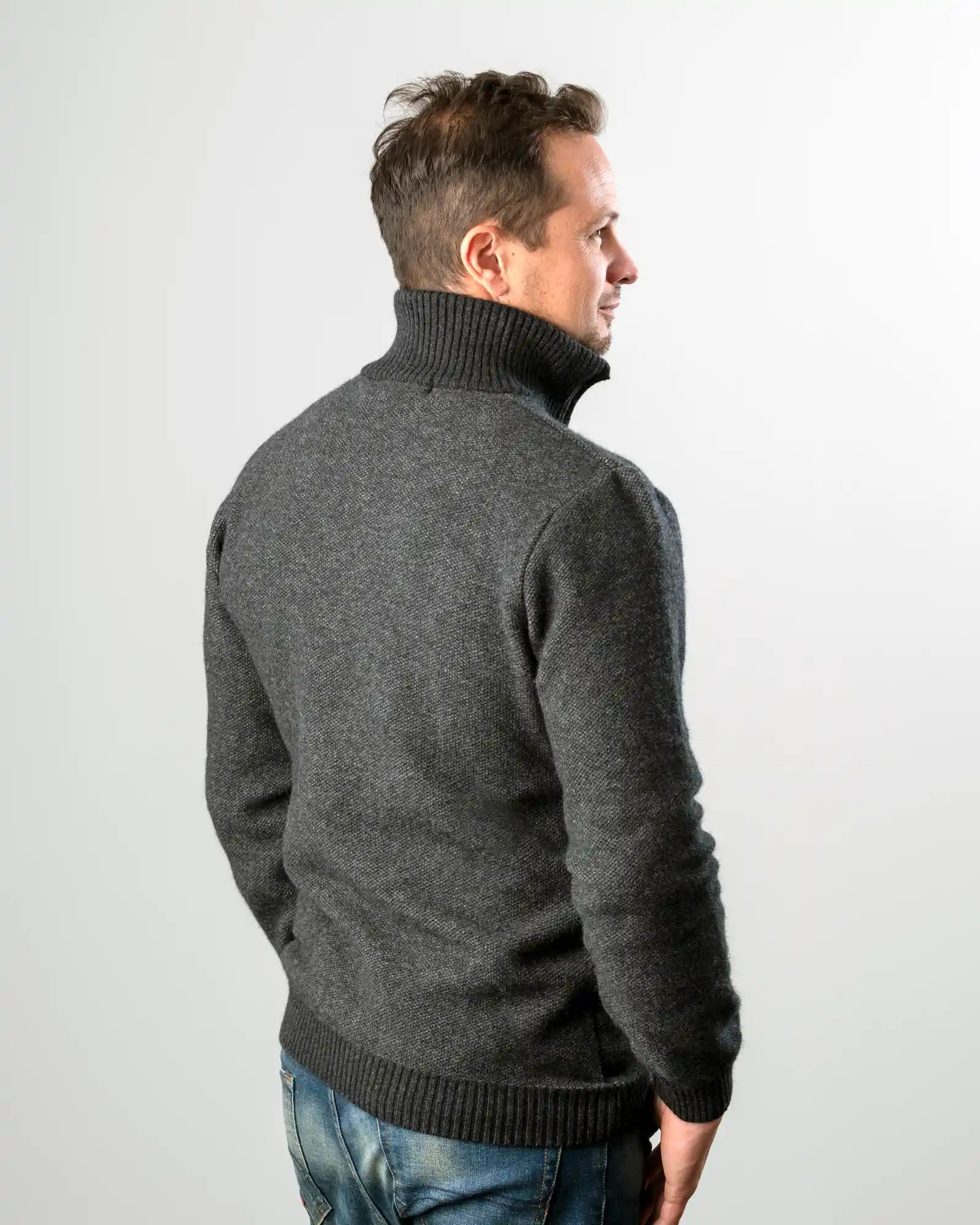 Charcoal Textured Half Zip Sweater for Men - Comfortable & Stylish Pullover for Casual Wear, Outdoor Activities & Fall Layering